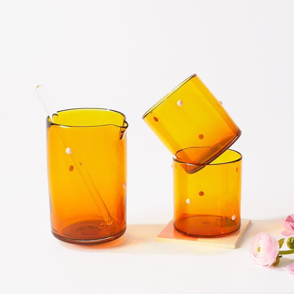 Hand Blown Dotted Glass Cocktail Set