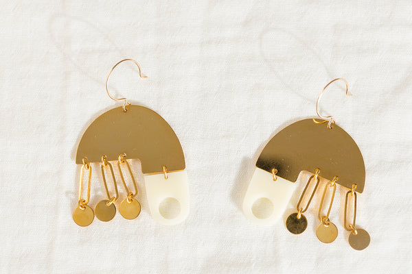 gold bone boho geometric dangle chandelier earrings