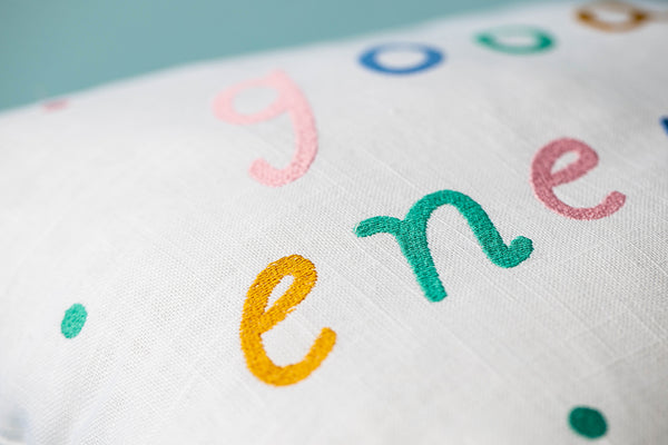 good energy rainbow embroidered pillow white peking handicraft