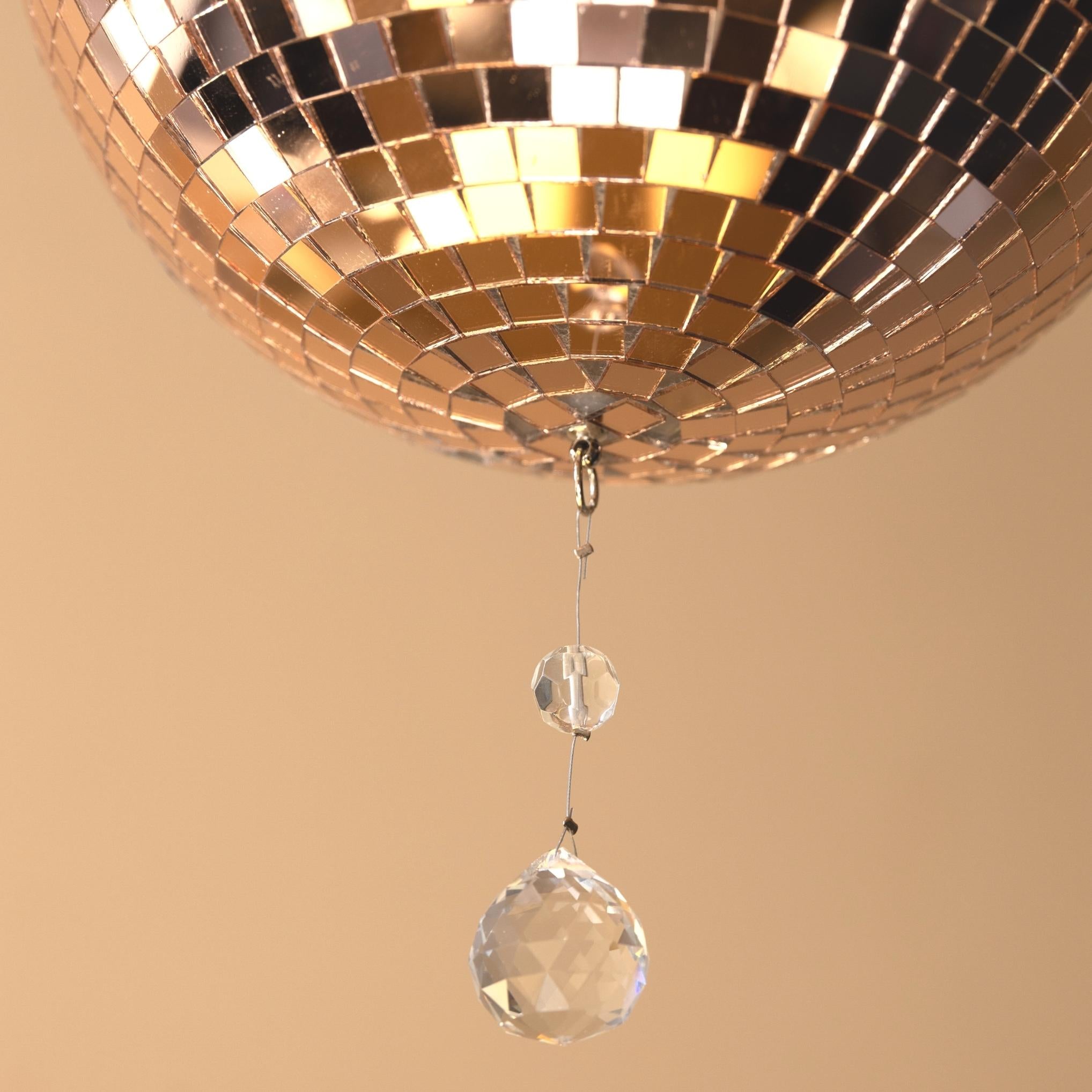 Golden Crystal Disco Ball Hanging Planter Rose Gold