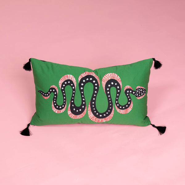 Snake Tassel Lumbar Pillow