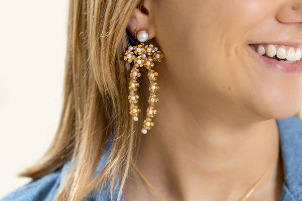 Golden Bows Statement Earrings
