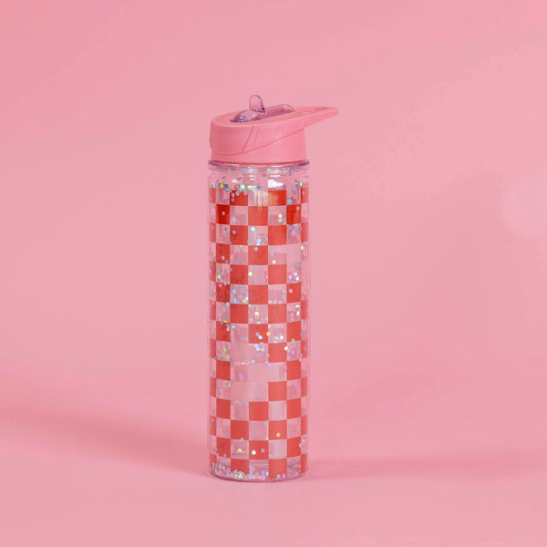 Checkered (Pink & White Pattern) Water Bottle