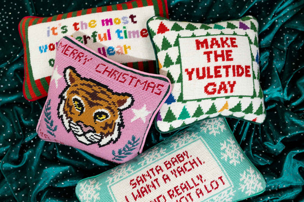 Merry Christmas Ya Filthy Animals Needlepoint Pillow