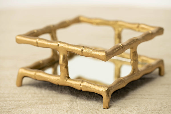 gold bamboo preppy napkin tray holder mirrored grand millennial Floridian beach retro style party entertaining