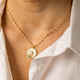 gold sunburst medallion coin necklace opal delicate jewelry