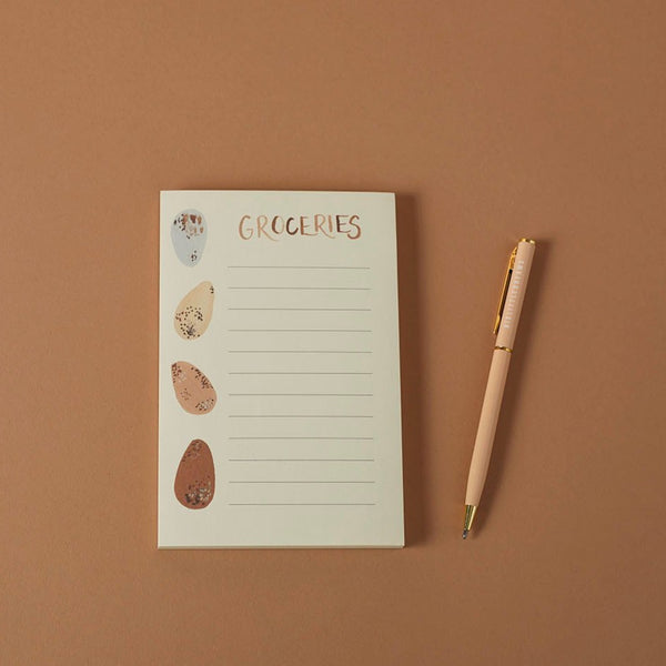 groceries notepad note pad eggs farmhouse whimsical hand lettered stationary list
