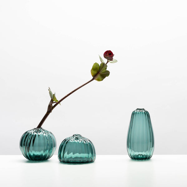Set of 3 Hand Blown Colored Bud Vases