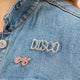 disco rhinestone jacket pin 