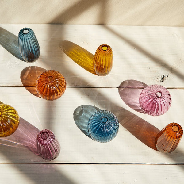 Set of 3 Hand Blown Colored Bud Vases